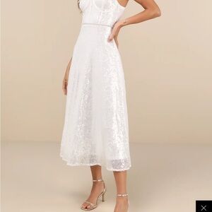 Elegant White Sequin Dress